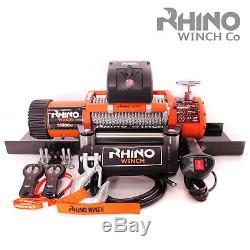 Treuil électrique 12v Rhino 13500lb, résistant, récupération 4x4 + plaque de montage