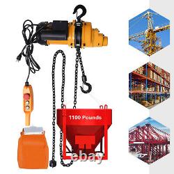 1100LBS Electric Chain Hoist Winch with 13ft 20Mn2 Chain Wired Remote Control 110V