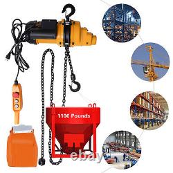 1100LBS Electric Chain Hoist Winch with 13ft 20Mn2 Chain Wired Remote Control 110V