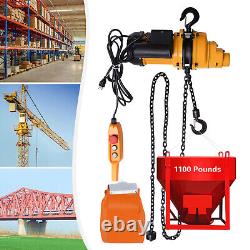 1100LBS Electric Chain Hoist Winch with 13ft 20Mn2 Chain Wired Remote Control 110V