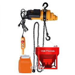 1100LBS Electric Chain Hoist Winch with 13ft 20Mn2 Chain Wired Remote Control 110V