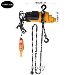 1100LBS Electric Chain Hoist Winch with 13ft 20Mn2 Chain Wired Remote Control 110V