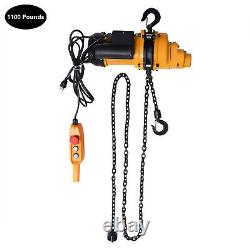 1100LBS Electric Chain Hoist Winch with 13ft 20Mn2 Chain Wired Remote Control 110V