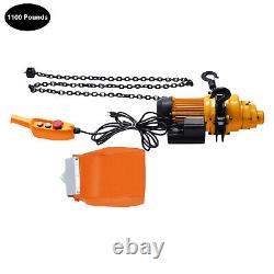 1100LBS Electric Chain Hoist Winch with 13ft 20Mn2 Chain Wired Remote Control 110V