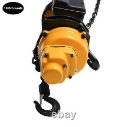 1100LBS Electric Chain Hoist Winch with 13ft 20Mn2 Chain Wired Remote Control 110V