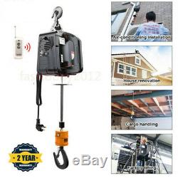 1100 Lb Electric Cable Hoist Crane Lift Garage Auto Shop Winch WithRemote 110V