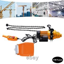 1100lbs 0.5Ton Electric Chain Hoist Winch with13ft 20Mn2 Chain 110V Remote Control