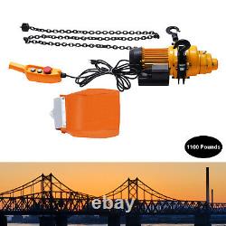 1100lbs 0.5Ton Electric Chain Hoist Winch with13ft 20Mn2 Chain 110V Remote Control