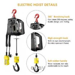 1100lbs 1500W Heavy Duty Electric Cable Hoist Crane Lifting Garage Winch 3 in 1