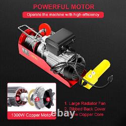 110V Electric Cable Hoist Crane Lift Garage Auto Shop Winch With Remote 1320LBS