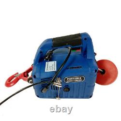 110V Wire-controlled Portable Household Electric Winch 992.08 lb X 24.93 ft