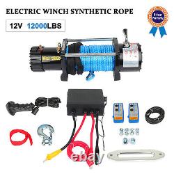 12000LBS 12V Electric Winch 9.5mm26m Synthetic Cable Rope ATV Off Road USA