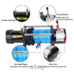 12000LBS 12V Electric Winch 9.5mm26m Synthetic Cable Rope ATV Off Road USA