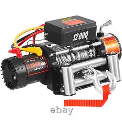 12000LBS Electric Winch 12V 85FT Steel Cable Truck Trailer Towing Off-Road 4WD