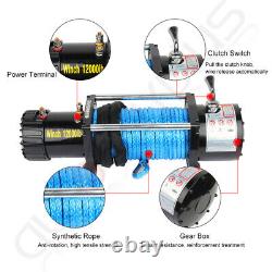 12000LBS Electric Winch 12V Synthetic Rope Off-Road For Jeep Truck Trailer 4WD