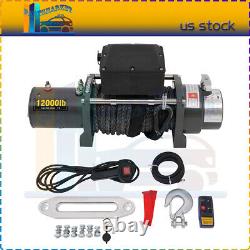 12000LBS Off-road Electric Tow Winch Synthetic Rope Universal fits jeep Wrangler