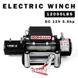 12000 lbs 12V Electric Recovery Winch Truck SUV Wireless Remote Control IP67