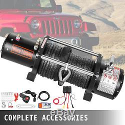 12000lbs Electric Recovery Winch Truck SUV Durable Remote Control 4WD Synthetic