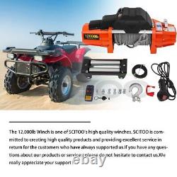 12000lbs Steel Cable Waterproof Electric Winch Kit Off-road ATV UTV Track