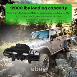 12000lbs Synthetic Rope Waterproof Electric Winch Kit Off-road ATV UTV Track