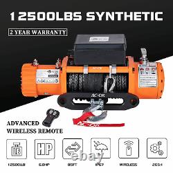 12500LBS Electric Winch 12V Synthetic Rope Off-road ATV UTV Truck Towing Trailer