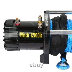 12V 12000LBS Electric Winch Synthetic Cable Truck Trailer Towing Off Road Front