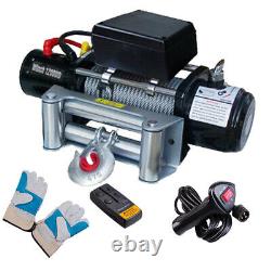 12V 12000lbs Electric Recovery Winch Truck Towing SUV Wireless Remote Pull Tool