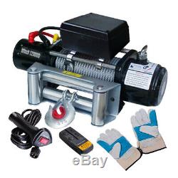 12V 12,000 lbs. Car Electric Remote Control Winch Industrial Automatic braking