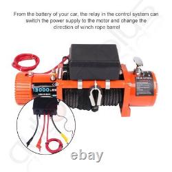 12V 13000LBS Electric Winch Towing Truck Trailer Synthetic Rope 12V with cover