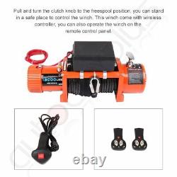 12V 13000LBS Electric Winch Towing Truck Trailer Synthetic Rope 12V with cover