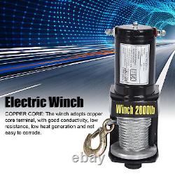 12V 2000LBS Electric Winch Steel Wire Rope Hoist Crane Winch Controller Kit