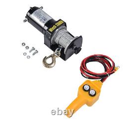 12V 2000LBS Electric Winch Steel Wire Rope Hoist Crane Winch Controller Kit