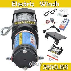 12V 3500LBS Electric Recovery Winch Heavy Duty Trailer Truck Remote Control Rope