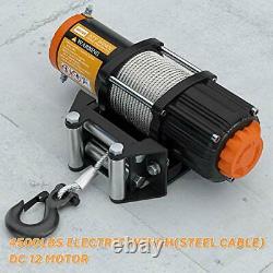 12V 4500LBS Electric Winch Towing Truck Trailer Steel Cable Off Road 4WD