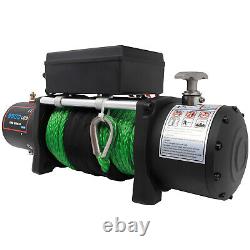 12V 9500LBS Electric Winch Synthetic Rope Truck Trailer Tow Off Road 4WD
