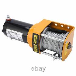 12V ATV Electric Winch Kit With Rope 3000LB 4 Way Roller Fairlead Wired Control