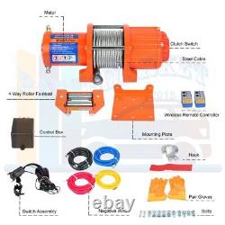 12V Electric Winch 4500LBS Recovery Tow Towing 6mm15m Steel Cable ATV UTV