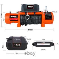12V Synthetic Rope Winch-13000 lb. Load Capacity Premium Electric Winch (orange)