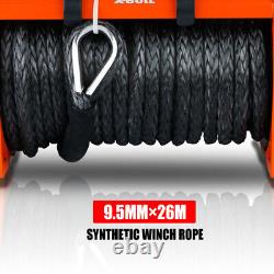 12V Synthetic Rope Winch-13000 lb. Load Capacity Premium Electric Winch (orange)