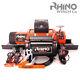 12v Electric Winch 13500lb Rhino, Heavy Duty, 4x4 Recovery + Mounting Plate