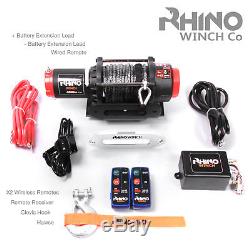 12v Electric Winch, 4500lb Synthetic Rope, Heavy Duty 4x4, ATV Recovery RHINO