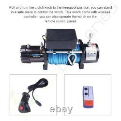 13000LBS 12V Electric Winch 86' Synthetic Rope Towing Recovery Off-road for Jeep