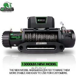 13000 LBS Electric Winch Synthetic Rope Wireless Handheld Remotes + Wired Handle