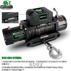 13000 LBS Electric Winch Synthetic Rope Wireless Handheld Remotes + Wired Handle