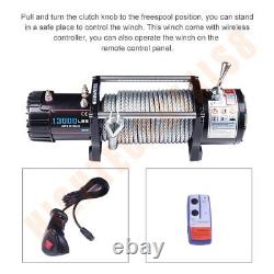 13000lb 12V Electric Winch Steel Cable Rope ATV UTV Off-road Front with cover