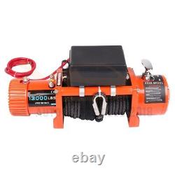 13000lbs Electric Recovery Winch 86ft Synthetic Rope Off-road 4WD Truck SUV 12V