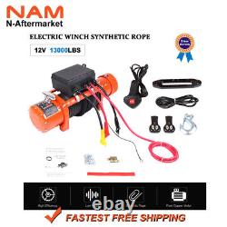 13000lbs Electric Winch 12V Waterproof Truck Trailer Synthetic Rope 4WD with cover