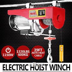 1320Lbs Mini Electric Wire Hoist Remote Control Garage Auto Shop Overhead Lift