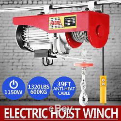 1320lbs Electric Hoist Winch Lifting Engine Crane Automotive Heavy Duty Overhead