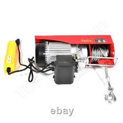 1X Electric Hoist Winch Lifting Engine Crane Steel Cable withhook 1500LBS